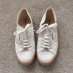 Superga Off-White Canvas Lace-Up Sneakers